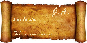 Ján Árpád névjegykártya